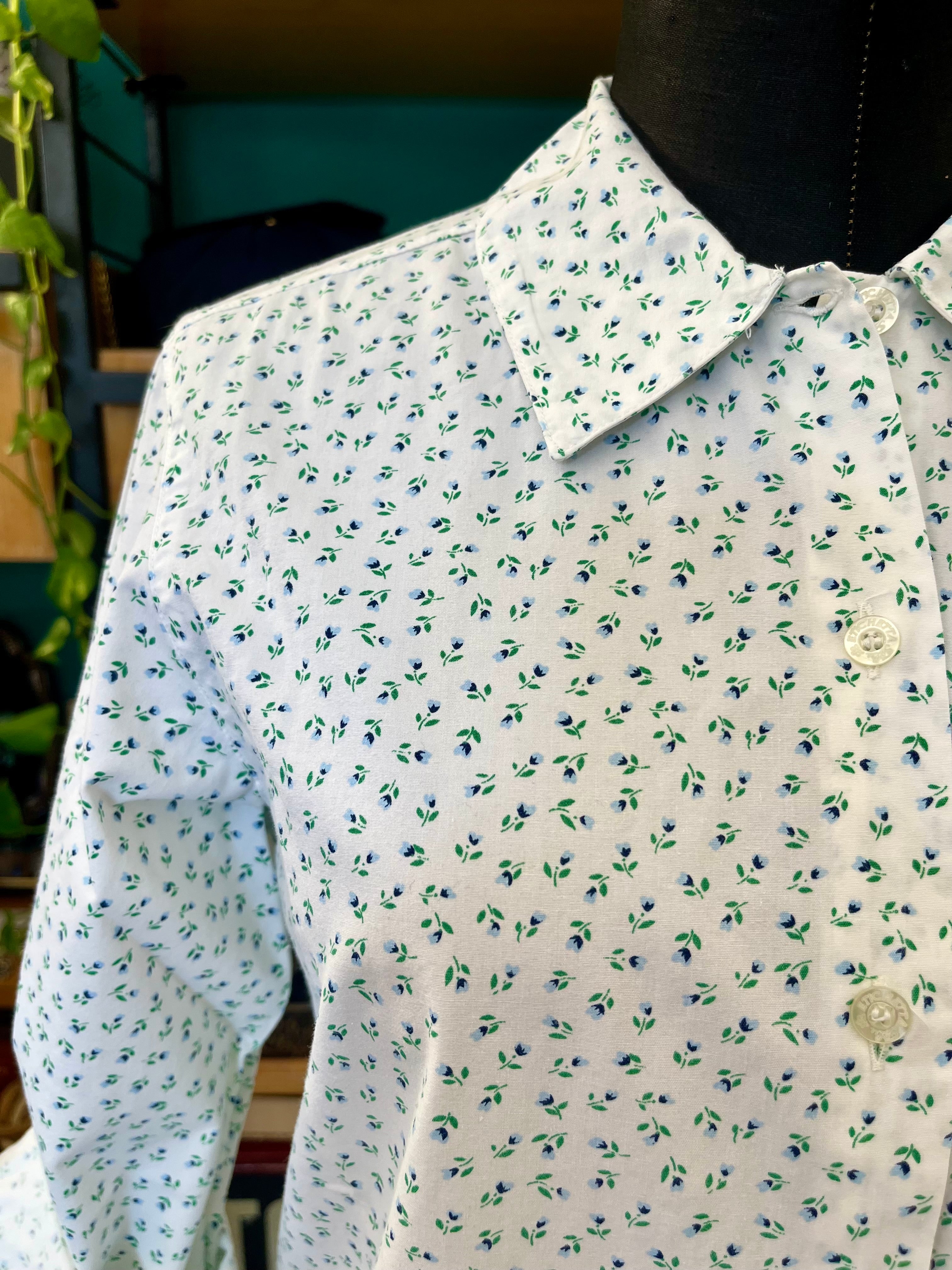 Camicia di cotone stampa micro-fiori