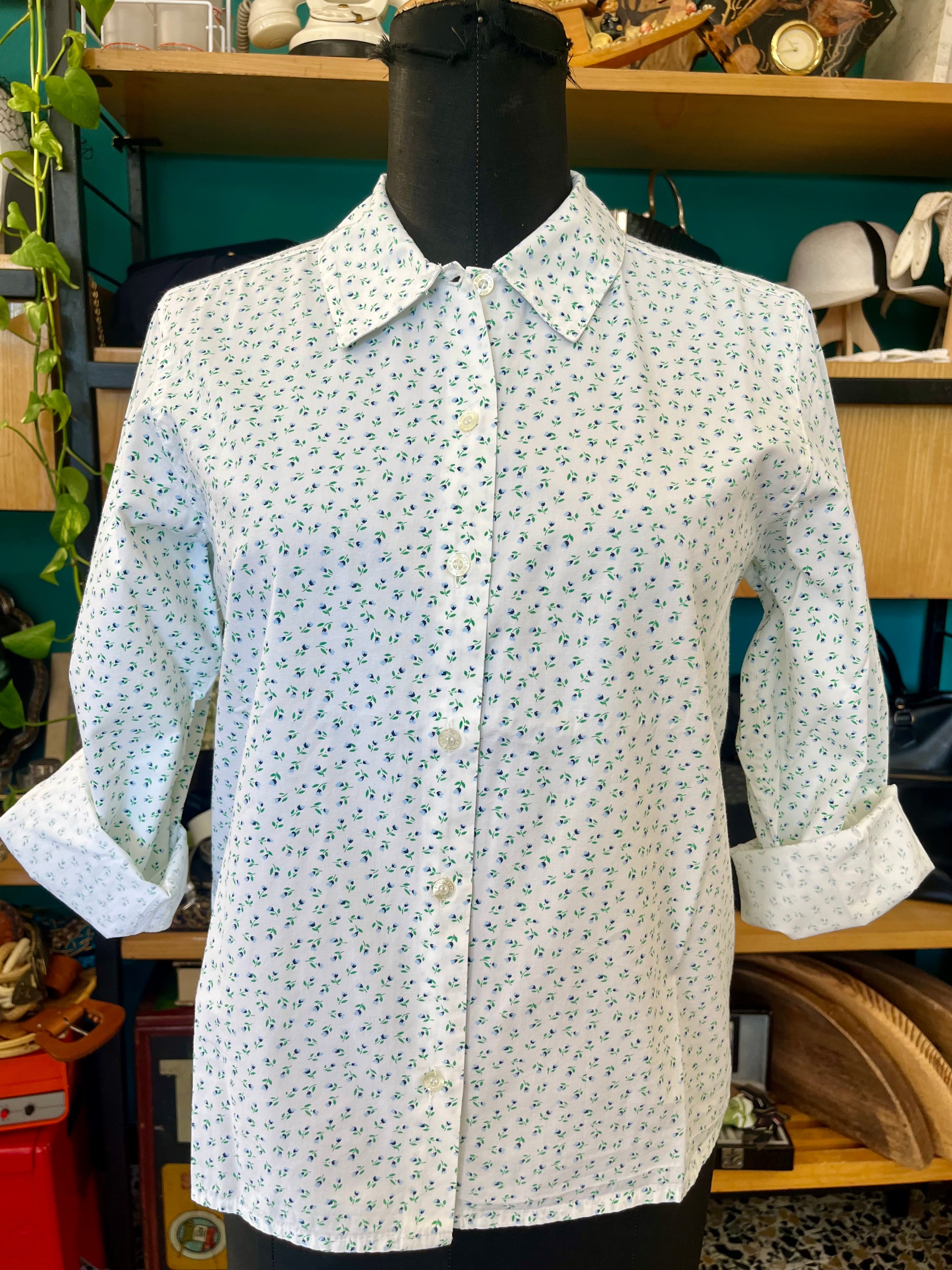 Camicia di cotone stampa micro-fiori