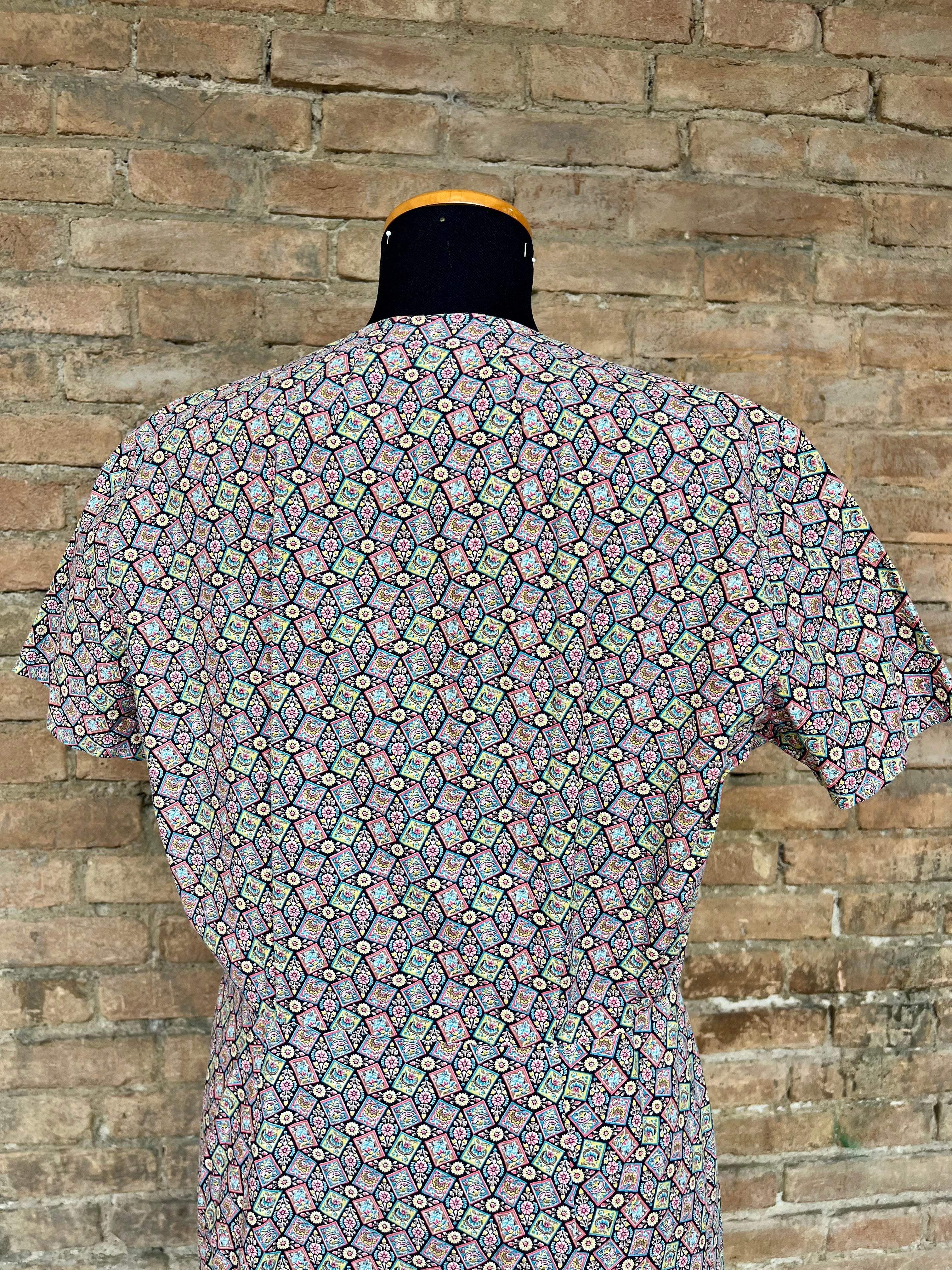 Abito in cotone micro fantasia