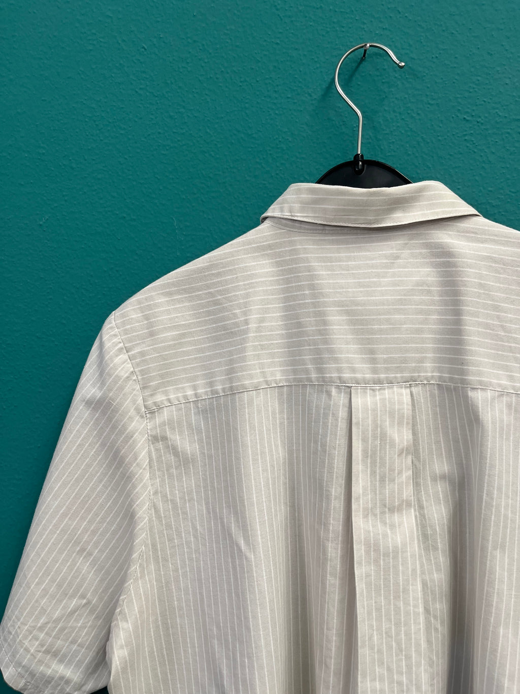 Camicia in cotone a righe bianco/beige