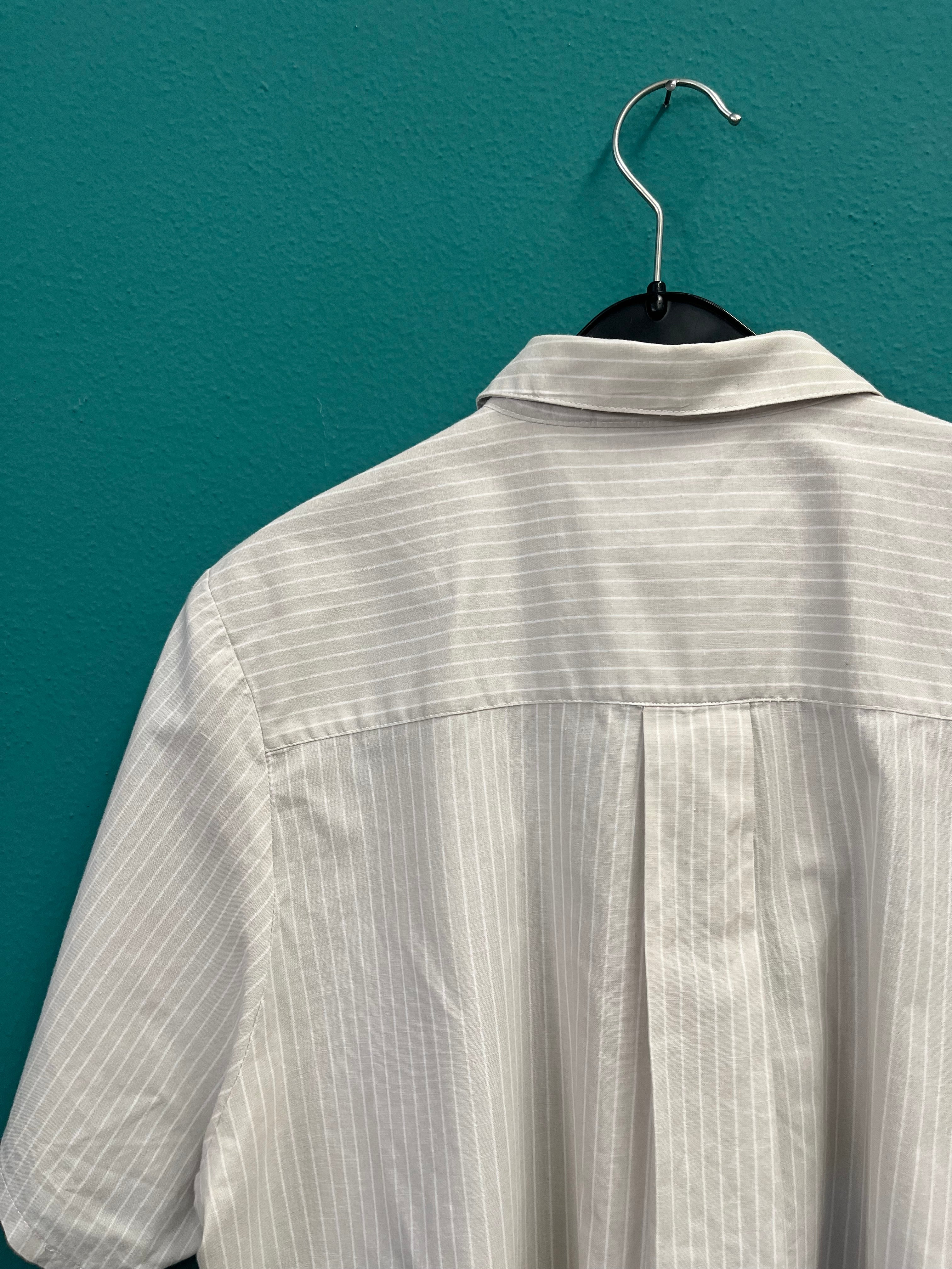 Camicia in cotone a righe bianco/beige