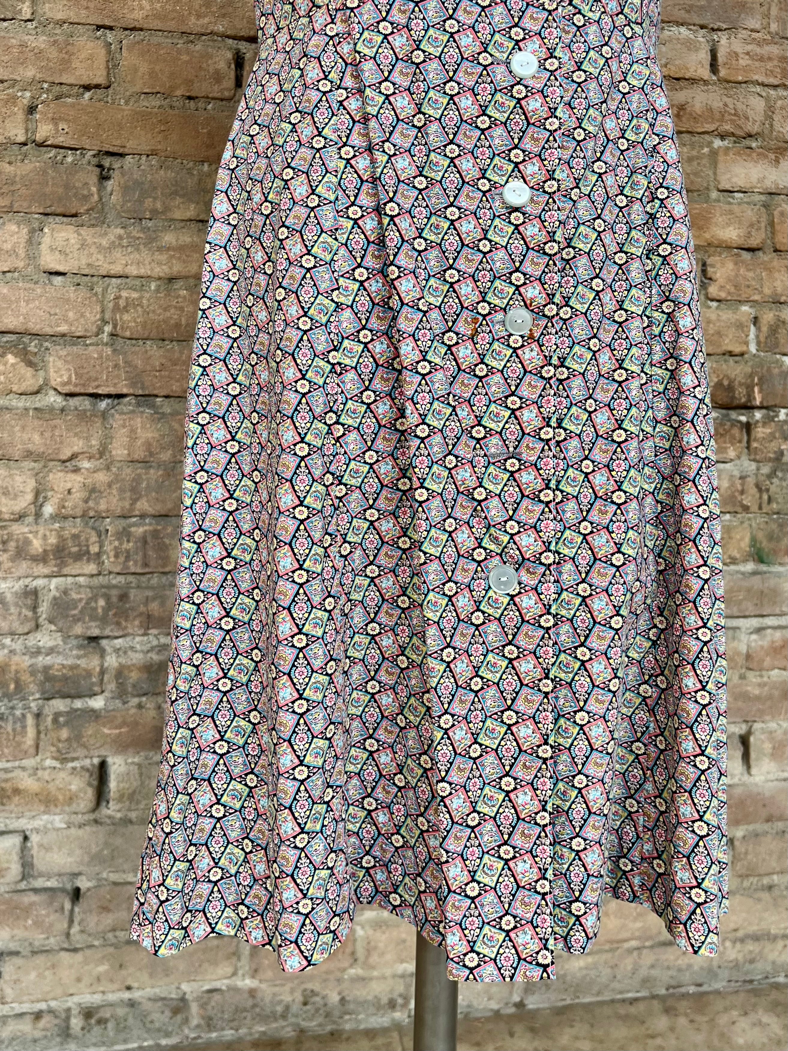 Abito in cotone micro fantasia