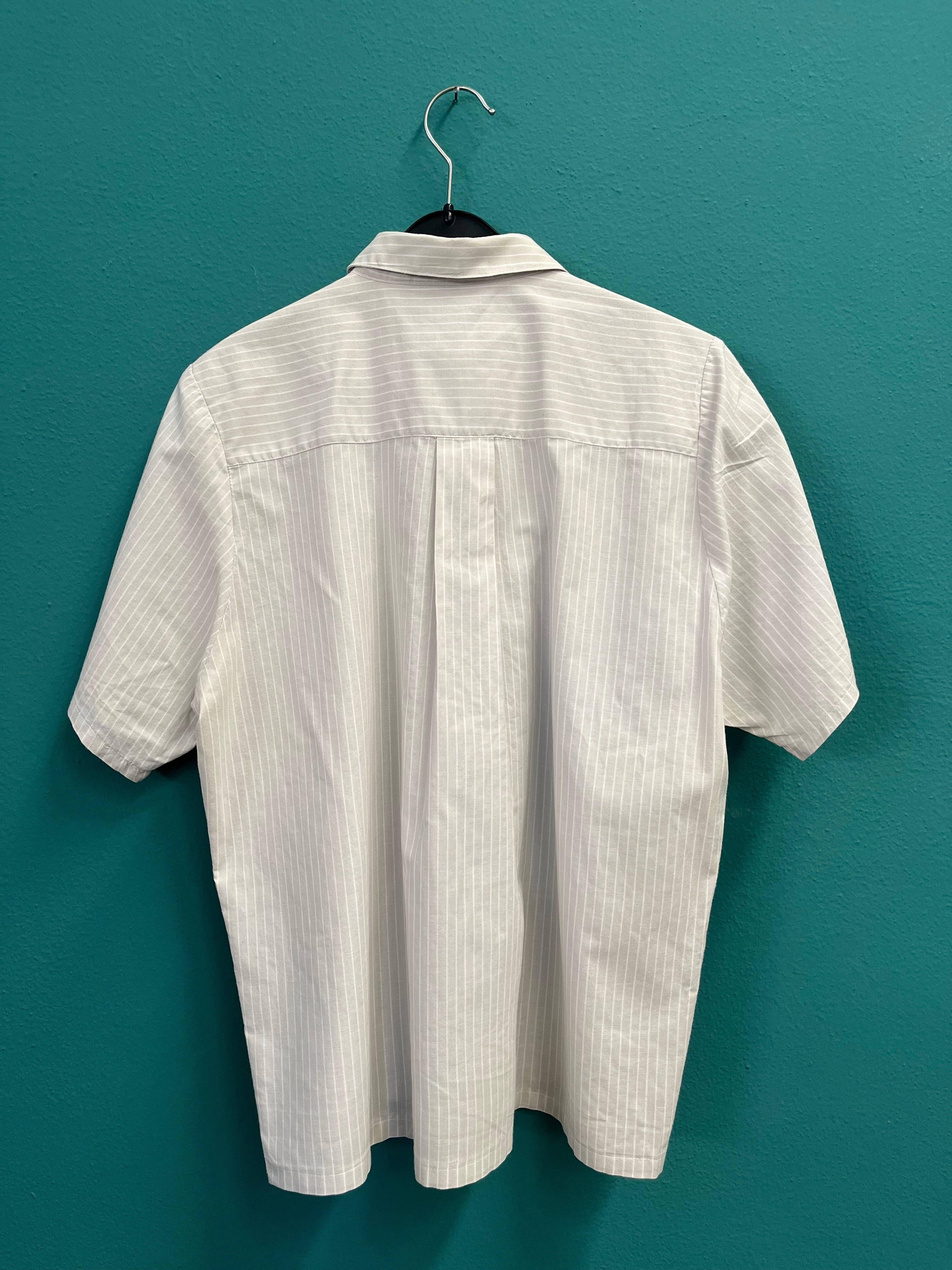 Camicia in cotone a righe bianco/beige