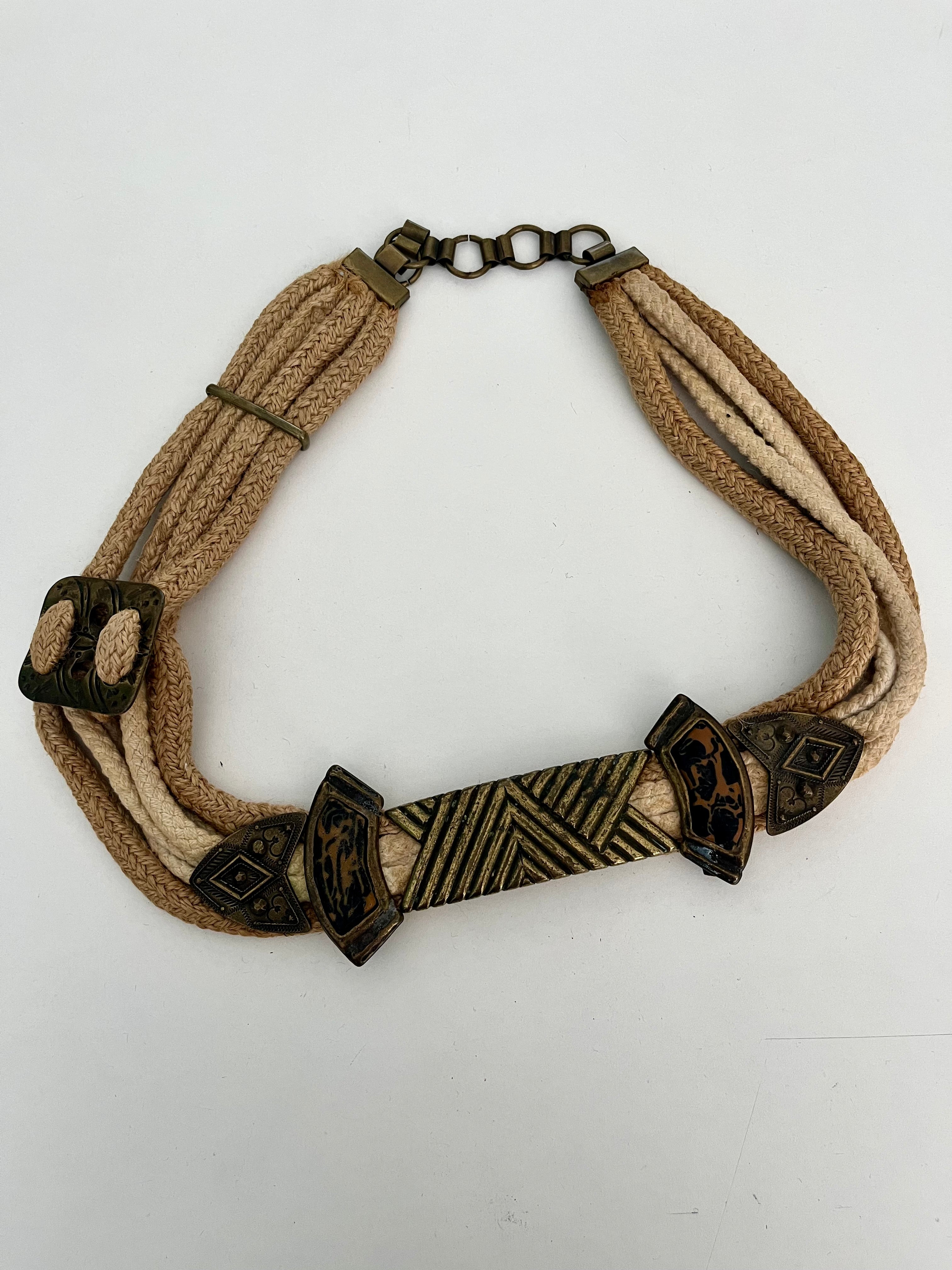 Cintura stile etnico ottone e corda